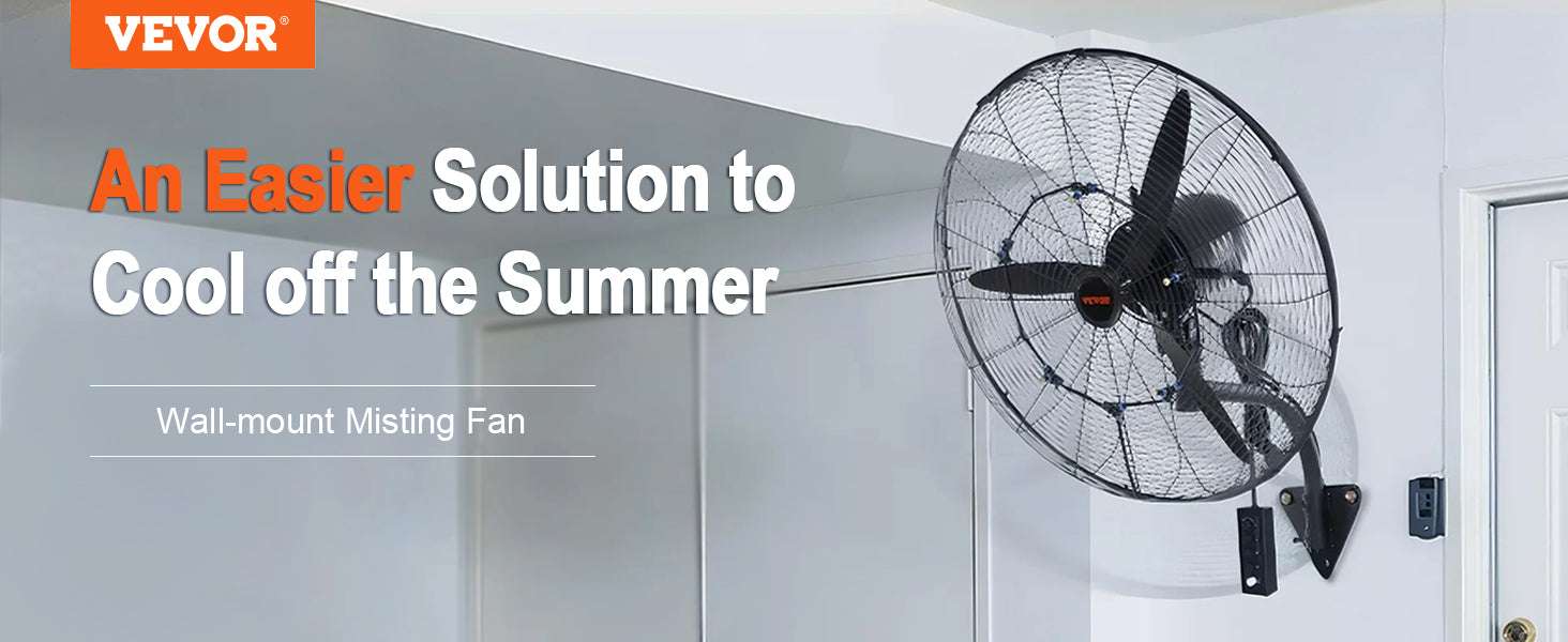 Wall-Mount Misting Fan 3-Speed Oscillating IP44 9500 CFM-20in Rocking / United States