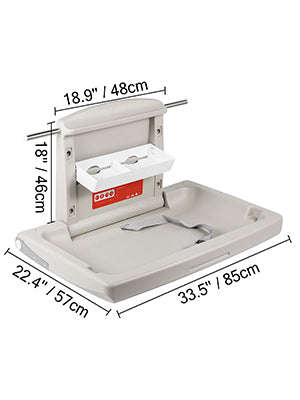 Wall Mounted Baby Changing Station Fold-Down Vertical Gray-Gray / United States