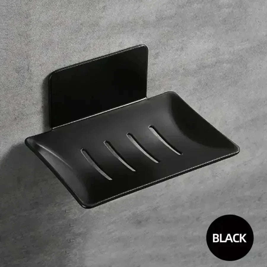 Wall-Mounted Black Carbon Steel Soap Holder-black