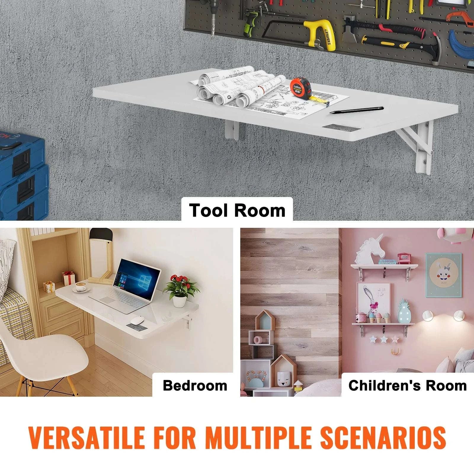 Wall Mounted Folding Table Drop Leaf Desk Space-Saving Work Surface-47.2x19.7 in / 1pc / United States