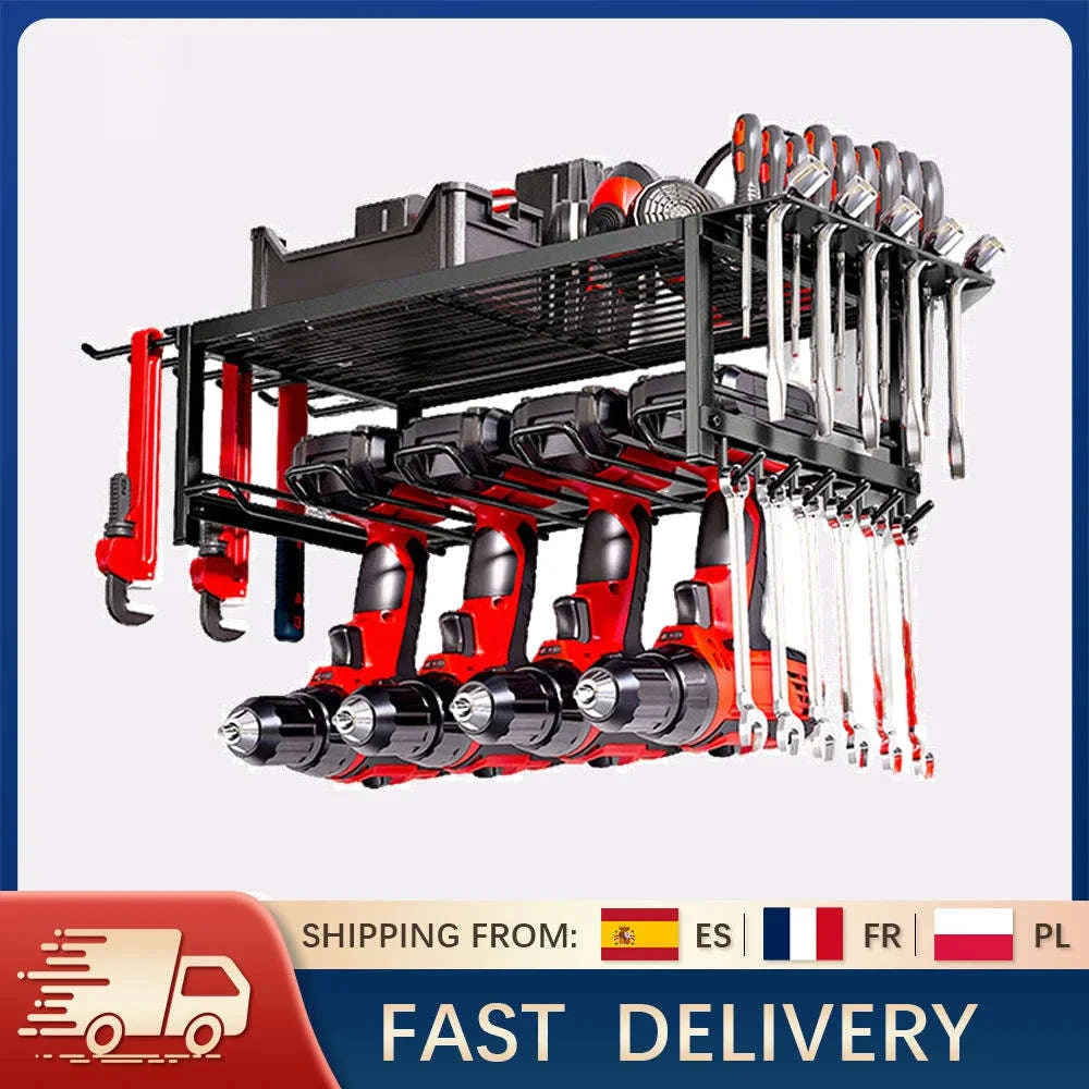 Wall Mounted Garage Tool Organizer Heavy Duty Metal Rack Shelf-2-Tier / france