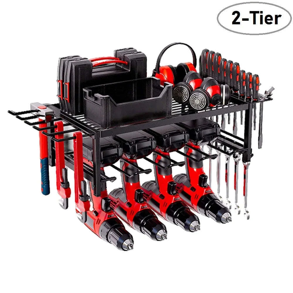 Wall Mounted Garage Tool Organizer Heavy Duty Metal Rack Shelf-2-Tier / france