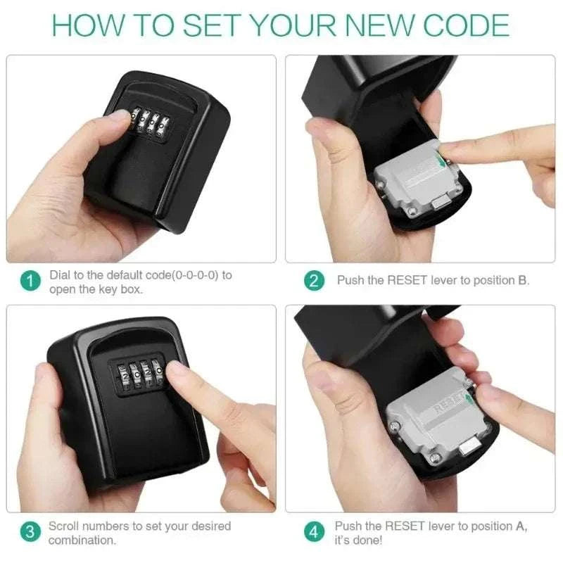 Wall Mounted Key Lock Box with 4 Digit Combination Secure Storage-Black / China Mainland
