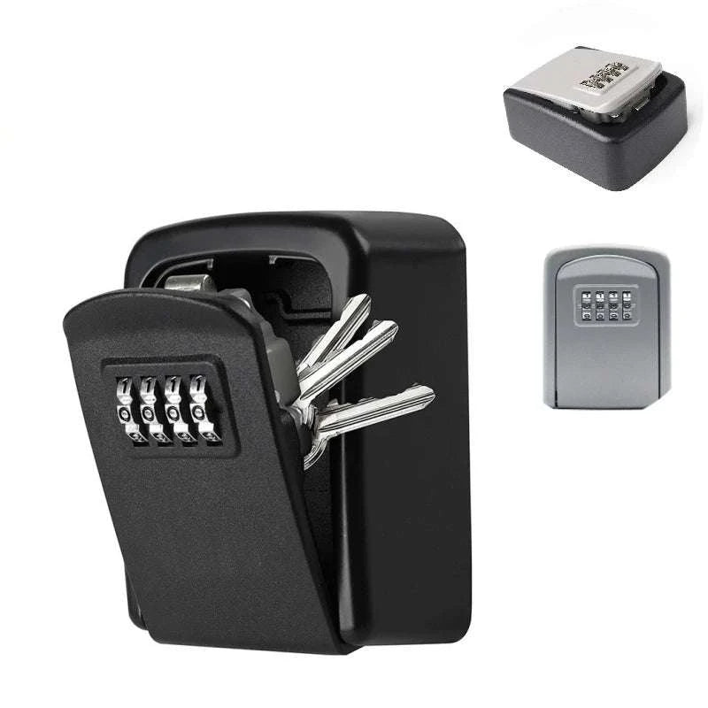 Wall Mounted Key Lock Box with 4 Digit Combination Secure Storage-Black / China Mainland
