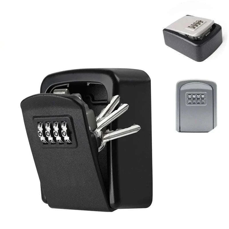 Wall Mounted Key Lock Box with 4 Digit Combination Secure Storage-Black / China Mainland
