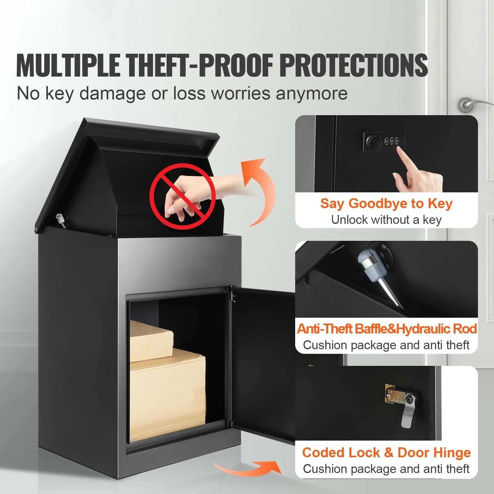 Wall Mounted Locking Package Mailbox Waterproof Anti-Theft Box-42in / UNITED KINGDOM