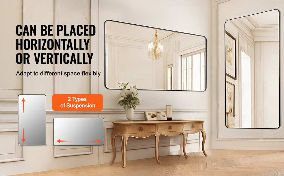 Wall Mounted Makeup Mirror with Aluminum Alloy Frame and Shatter-Resistant Film