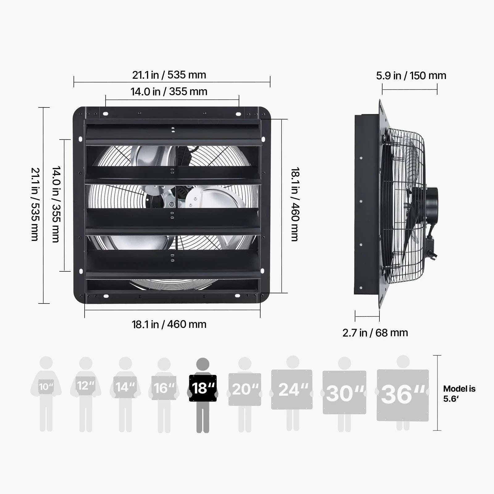 Wall Mounted Shutter Exhaust Fan with Speed Control for Attic-10inch / United States
