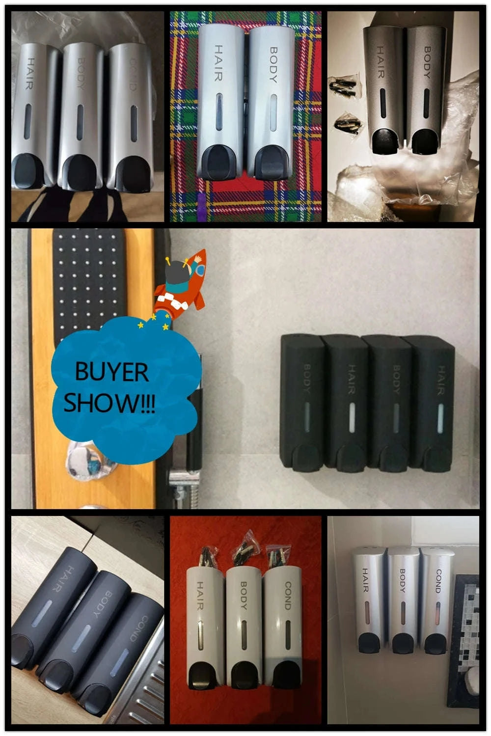 Wall-Mounted Soap Dispenser 350ml Single, Double or Triple-Siliver 3 / China Mainland