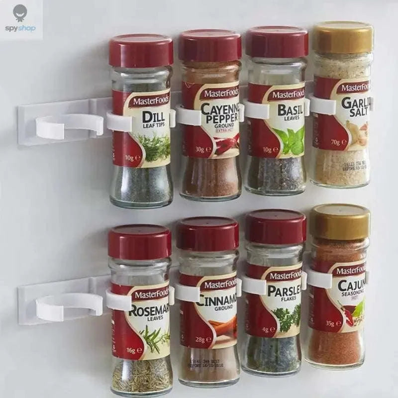 Wall-Mounted Spice Rack – Space-Saving Adhesive Kitchen Jar Organizer-2pcs Grey