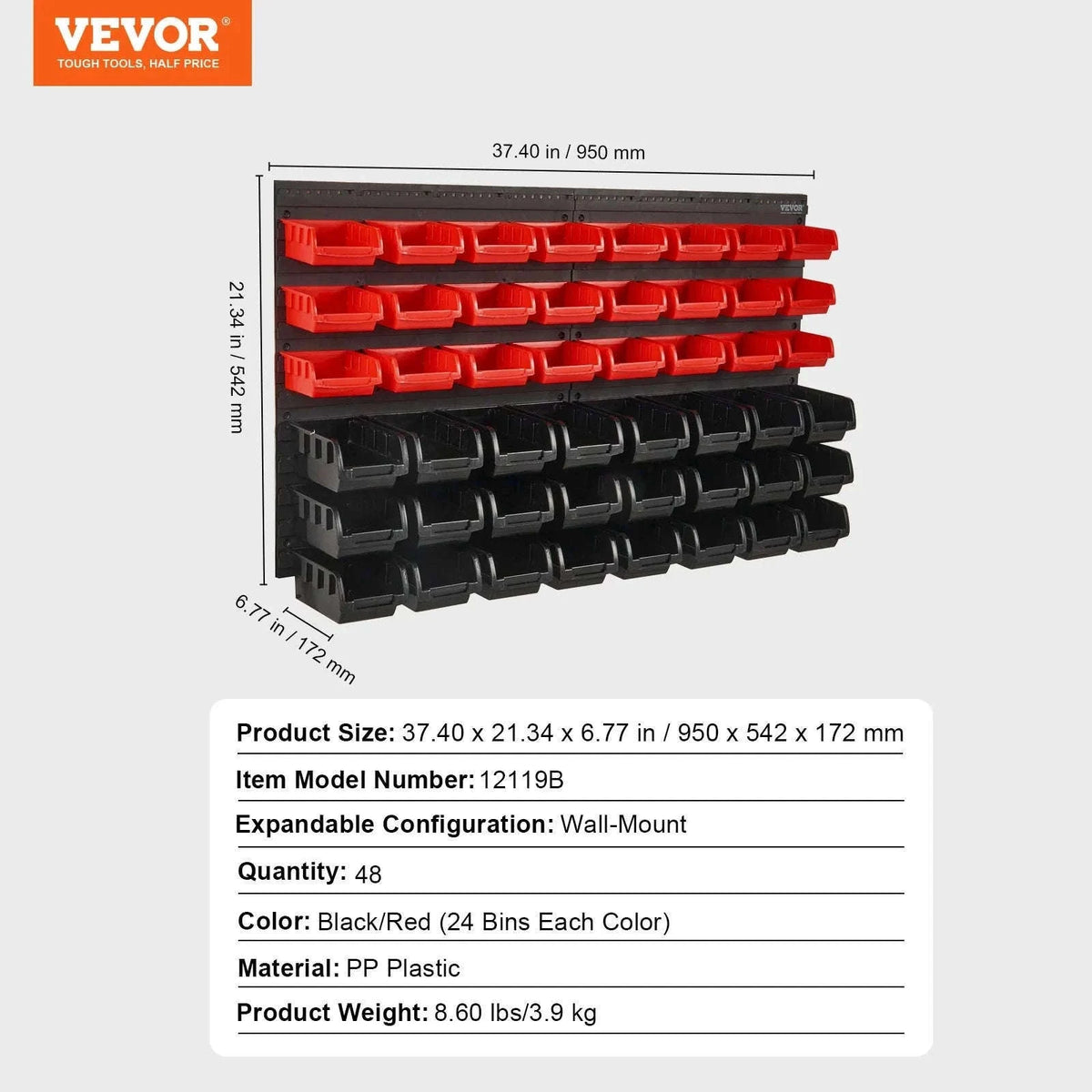 Wall Mounted Storage Bins Organizer Rack with 30/48 Compartments-30pcs / GERMANY
