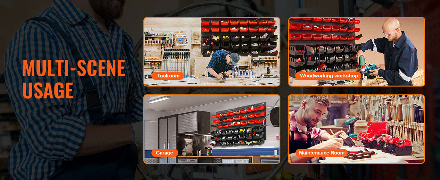 Wall Mounted Storage Bins Set with 48 Organizer Containers-48pcs / Poland