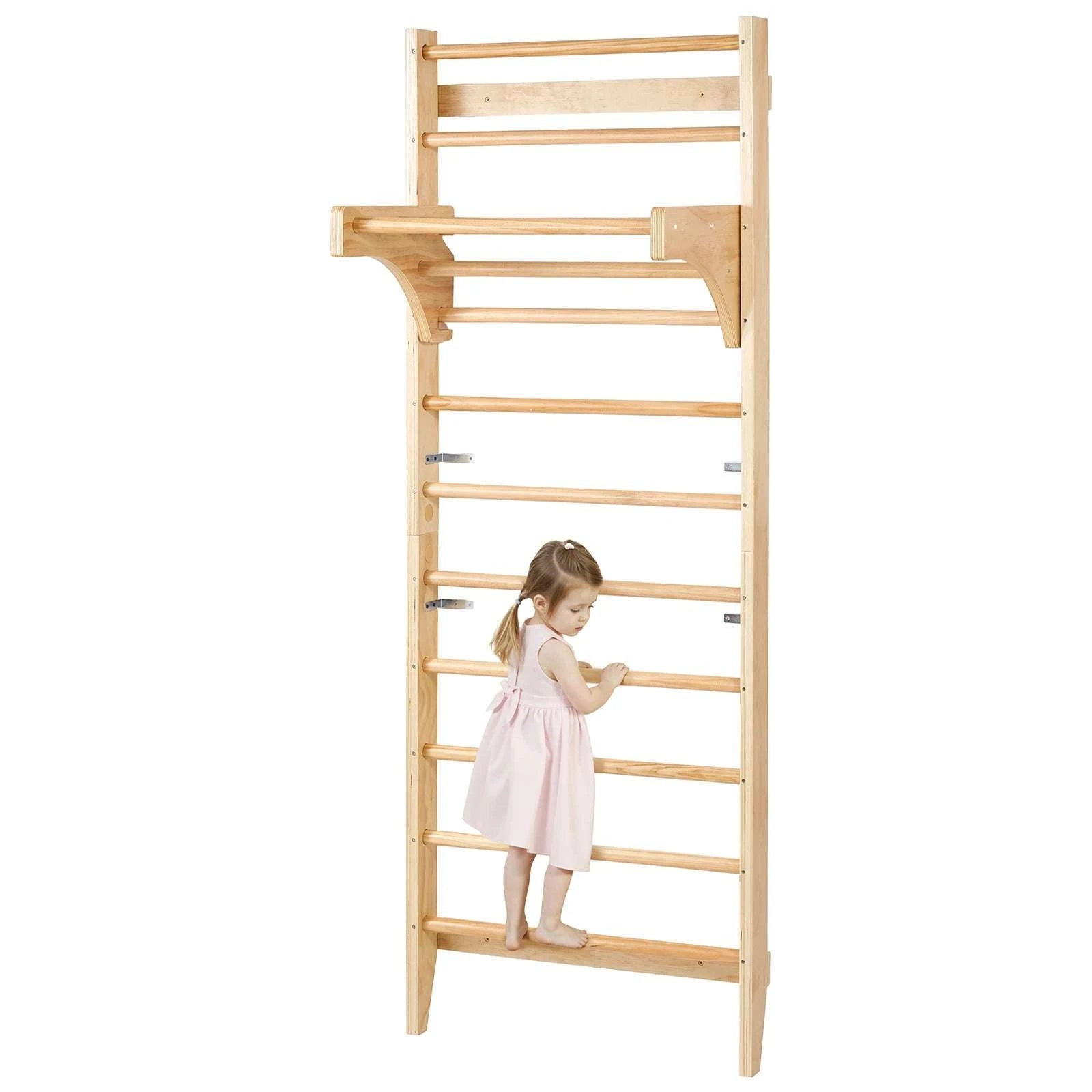 Wall-Mounted Swedish Ladder Gym for Kids & Adults (220 lbs)-15-Level / United States