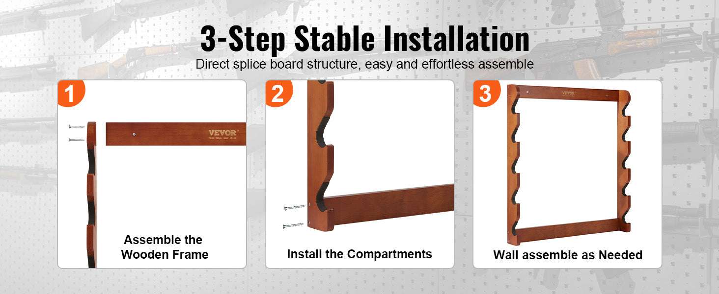 Wall Mounted Wooden Gun Rack with 5 Slots & 132 lb Capacity-4-slot / CZECH REPUBLIC