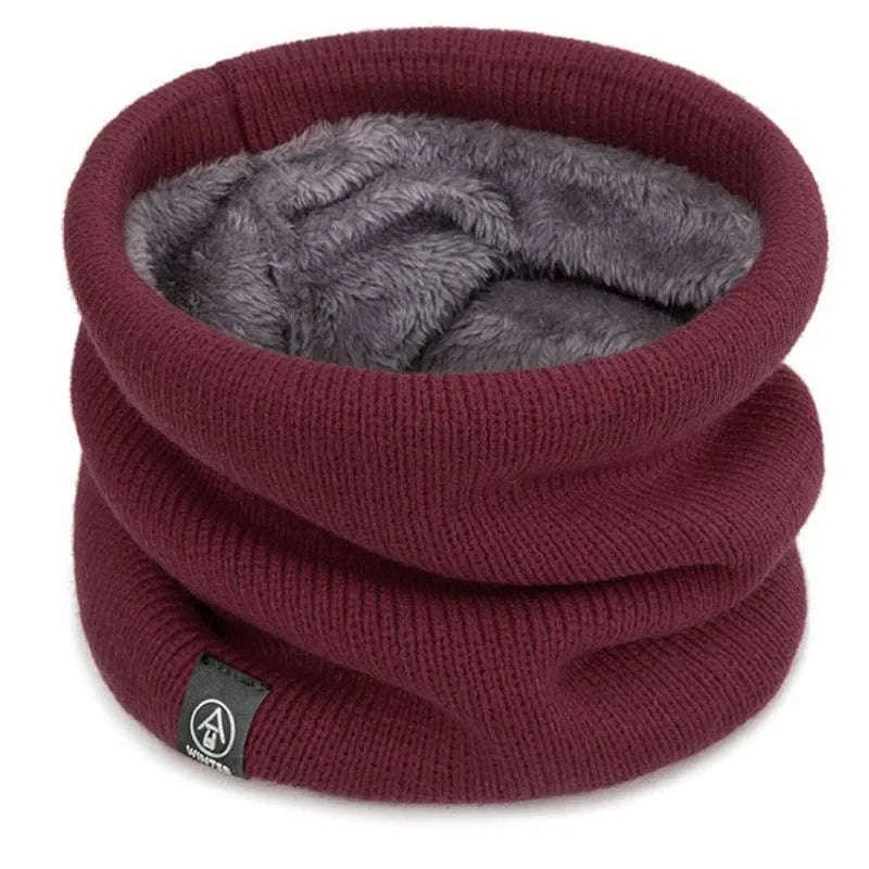 Warm Knitted Winter Neck Gaiter Scarf-wine red