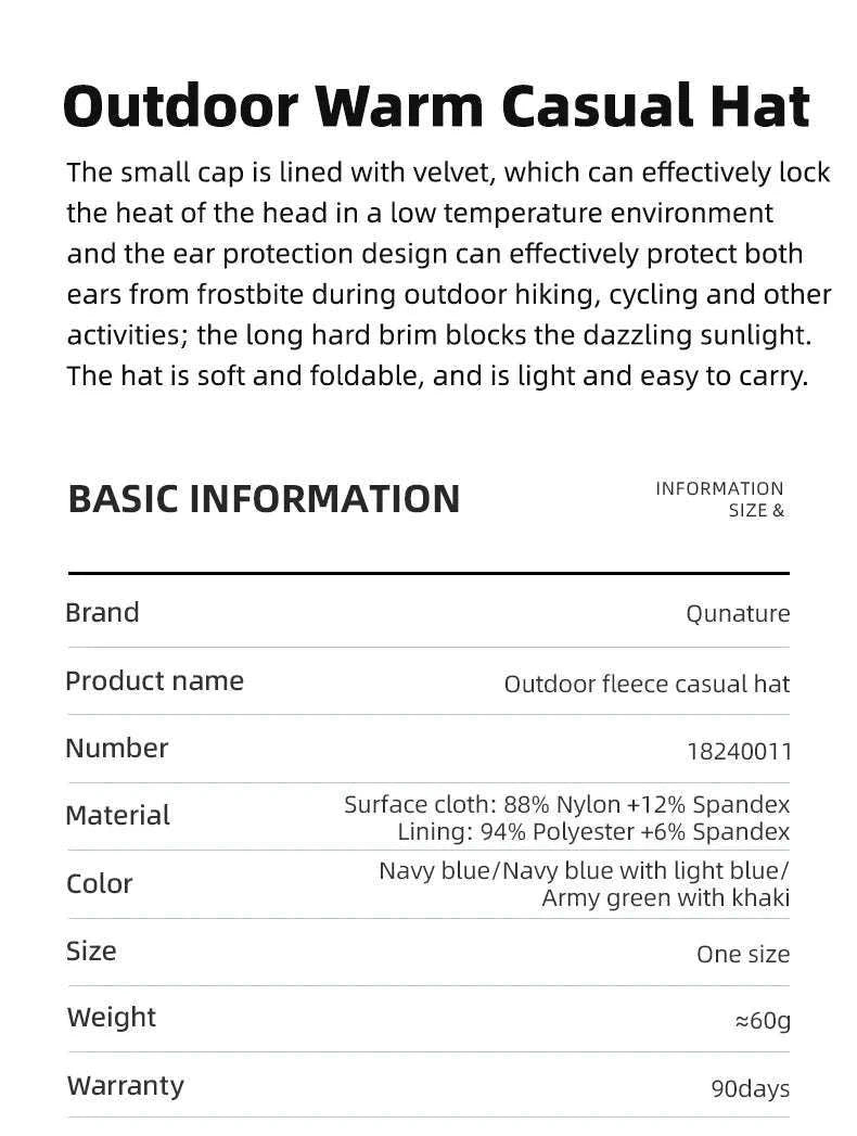 Warm Winter Earflap Hat Windproof Fleece Outdoor Ski Cap-M009-2 / One Size