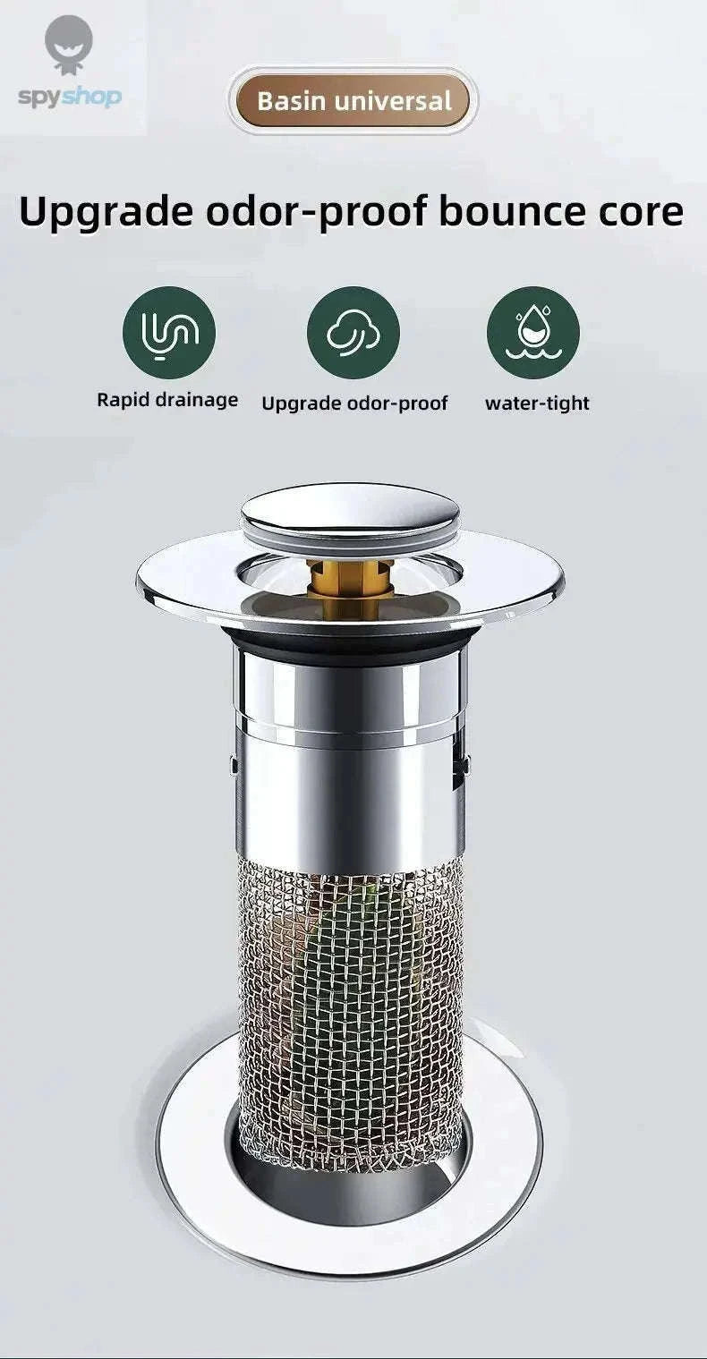 Washbasin Leak Plug Press Drain with Odor-Proof Seal-Copper bounce core