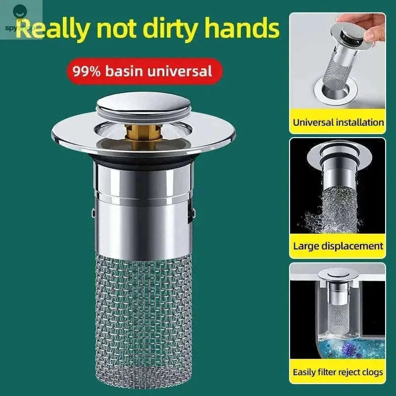 Washbasin Leak Plug Press Drain with Odor-Proof Seal-Copper bounce core