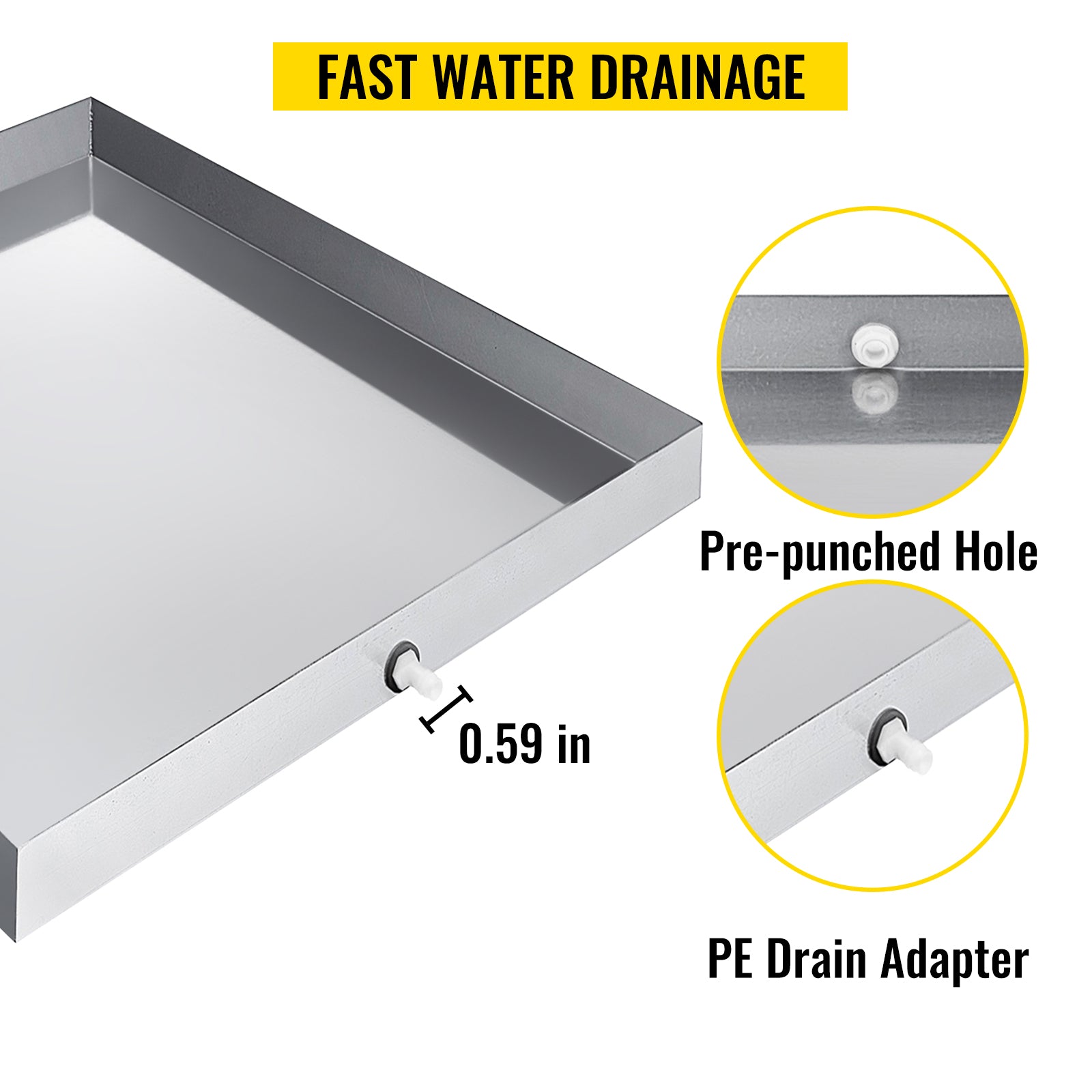 Stainless Steel Washing Machine Drain Pan with Welded Corners