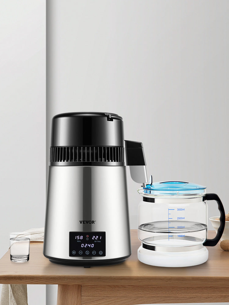 4L Home Water Distiller 1.5L/H with Touch Screen & Glass Carafe