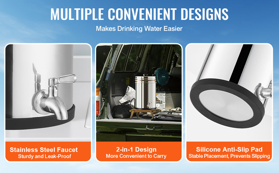 Gravity-Fed Stainless Steel Water Filter System with 2 Carbon Filters