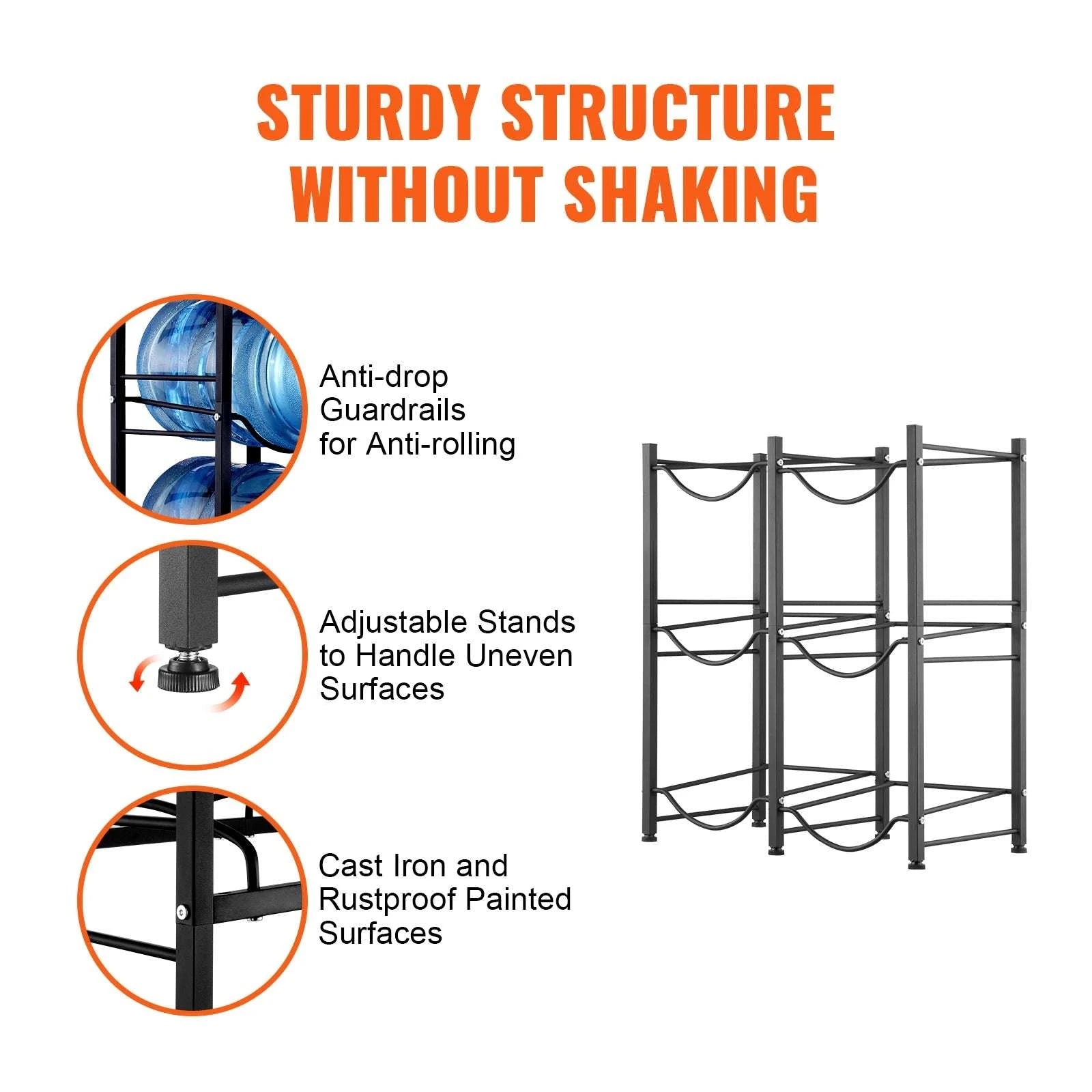 Water Jug Holder Stand 3-5 Tier Rack for 6 Bottles Storage-Silver 4layer 2 8 / United States