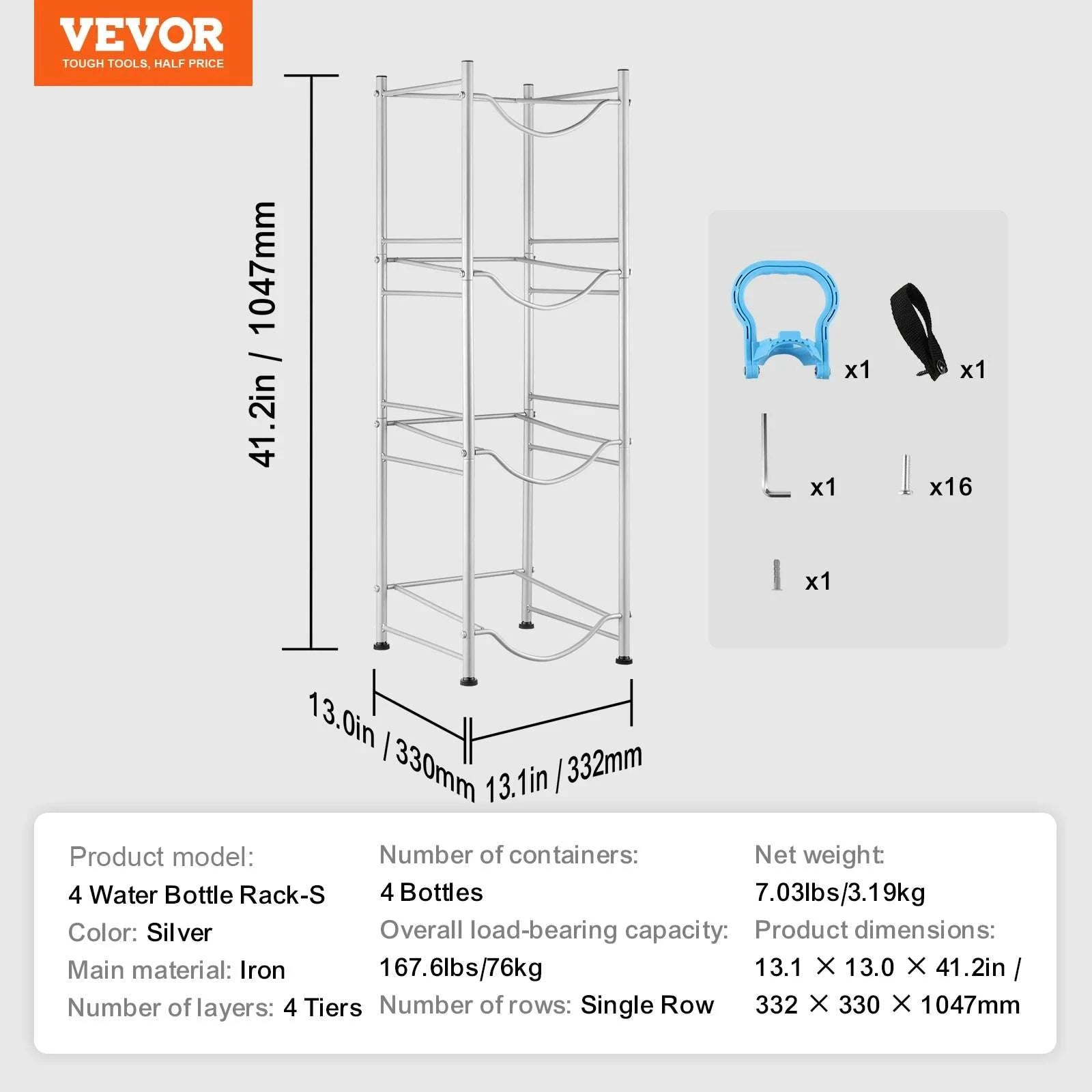 Water Jug Holder Stand 3-5 Tier Rack for 6 Bottles Storage-Silver 4layer 2 8 / United States