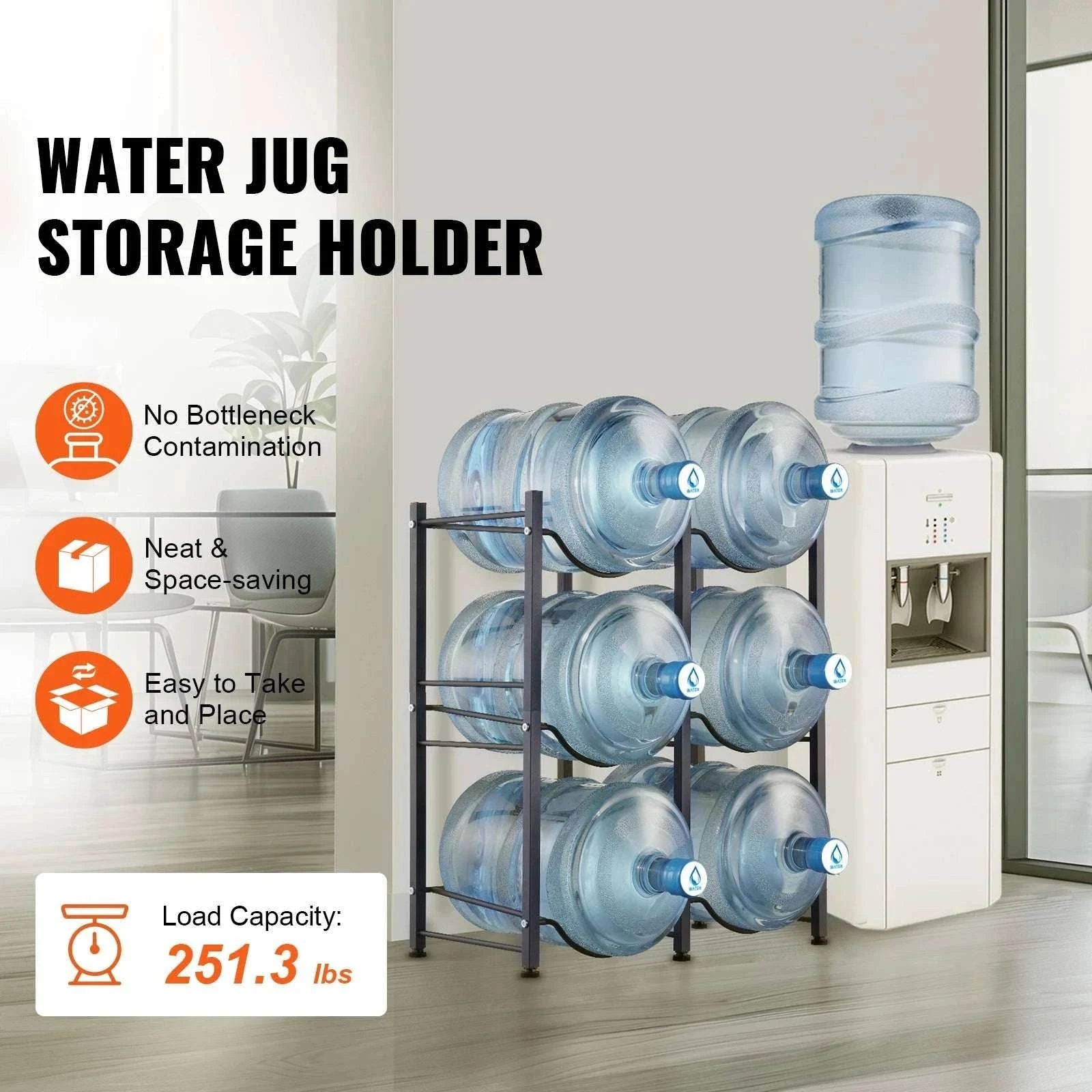 Water Jug Holder Stand 3-5 Tier Rack for 6 Bottles Storage-Silver 4layer 2 8 / United States