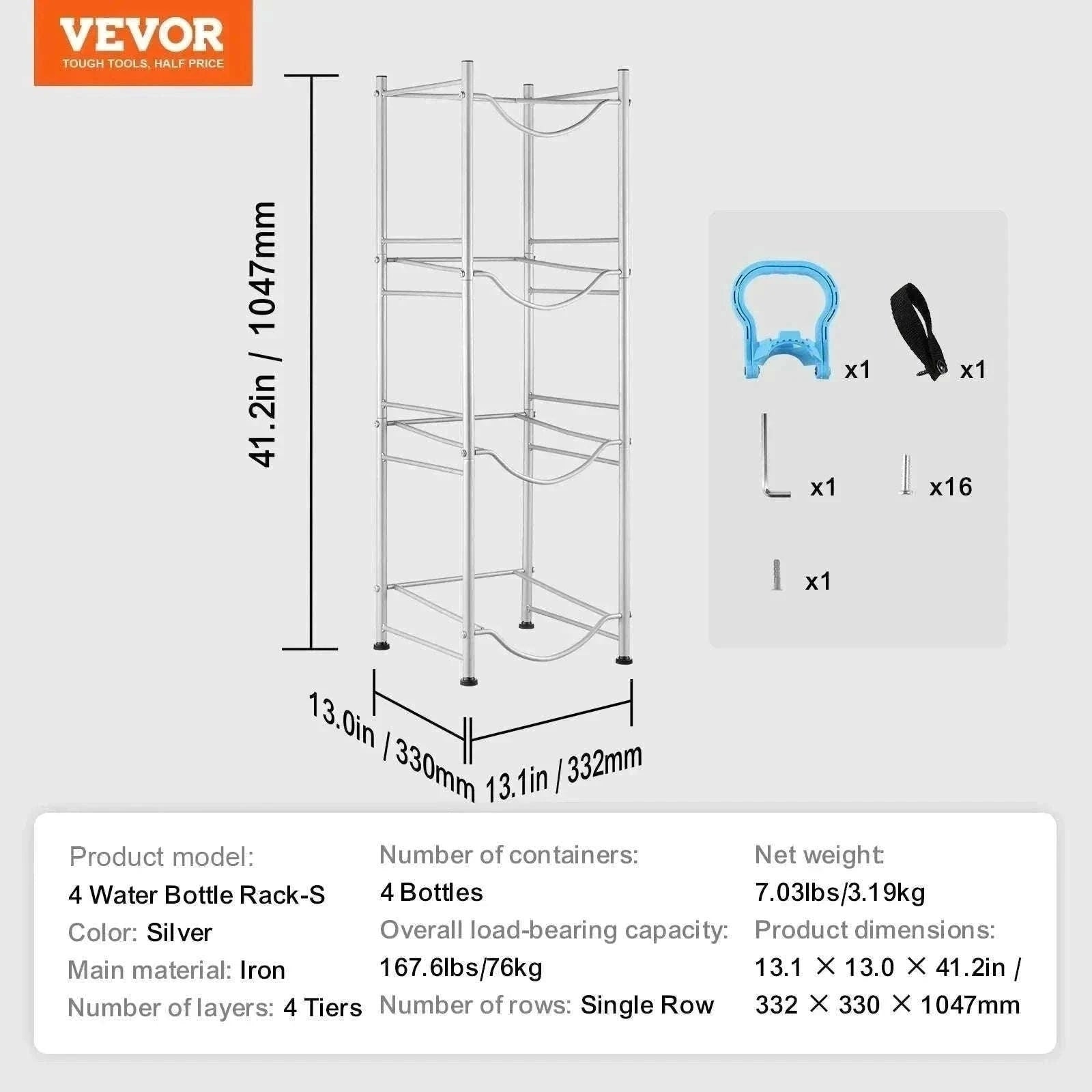 Water Jug Holder Stand 3-5 Tier Rack for 6 Bottles Storage-Silver 4layer 2 8 / United States