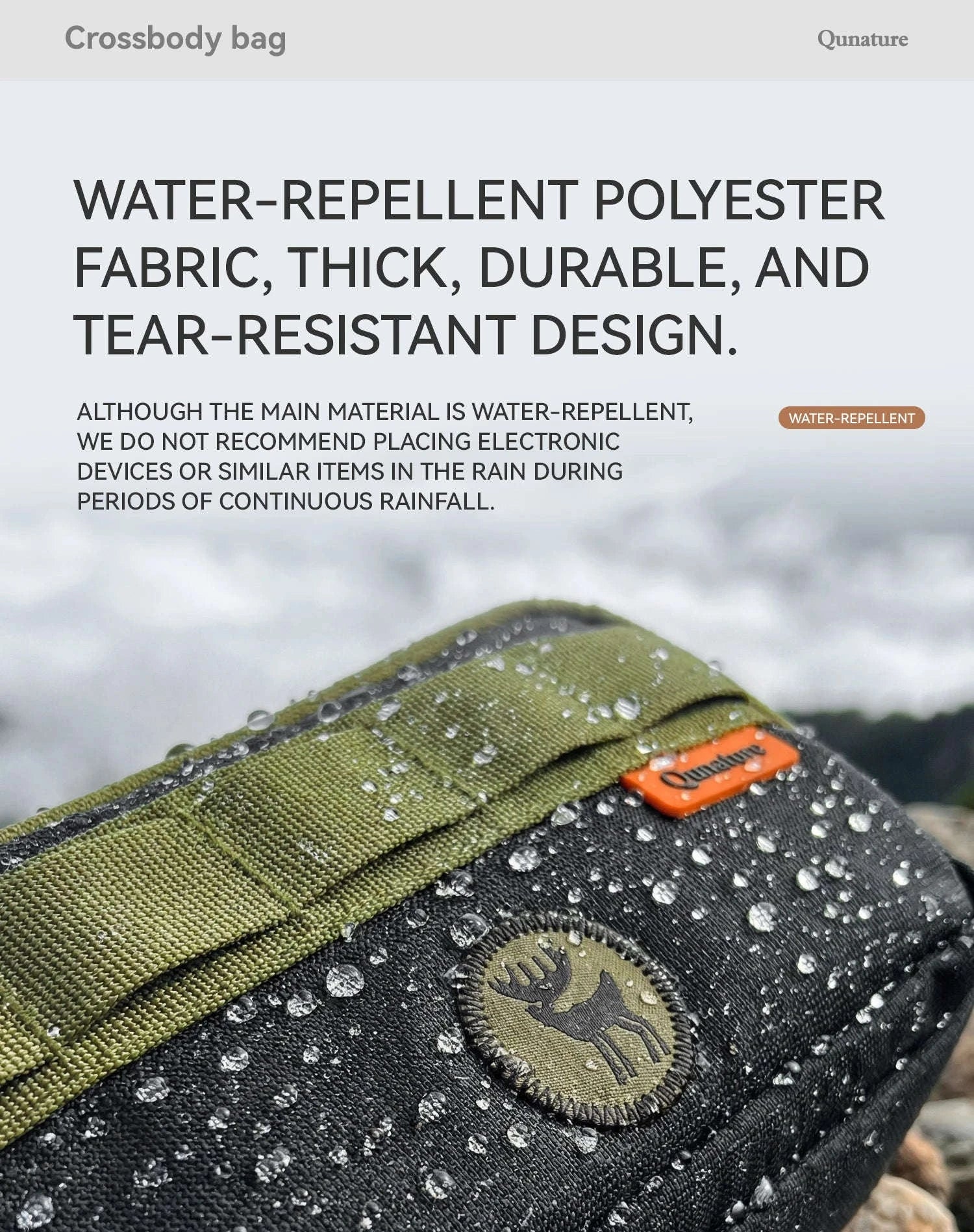 Water-Resistant Crossbody Hiking Bag with Sling Strap Storage-H78-1