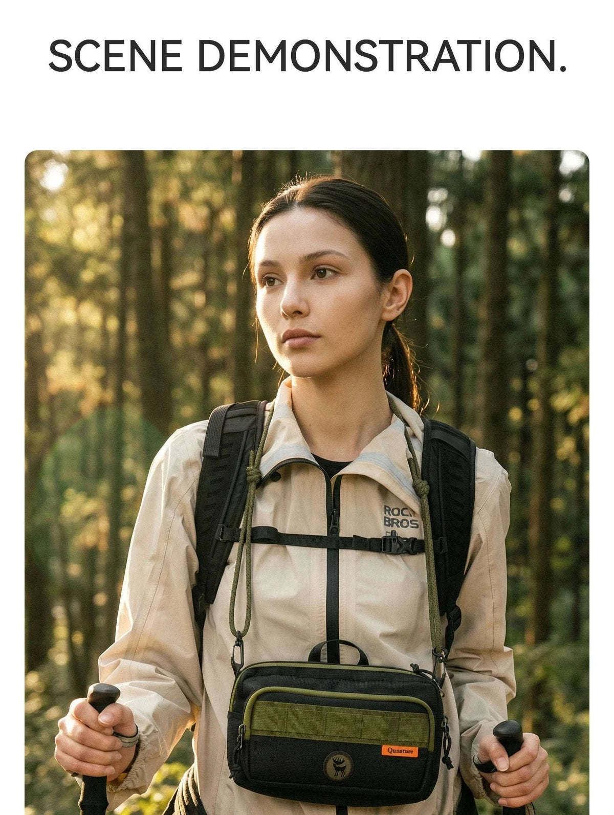 Water-Resistant Crossbody Hiking Bag with Sling Strap Storage-H78-1