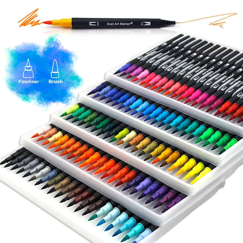 Watercolor Art Markers Brush Pen Dual Tip Set – 100 Colors-W-36 colors / CHINA