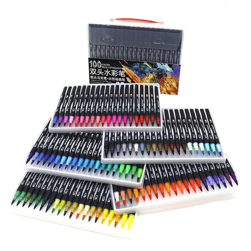 Watercolor Art Markers Brush Pen Dual Tip Set – 100 Colors-W-36 colors / CHINA