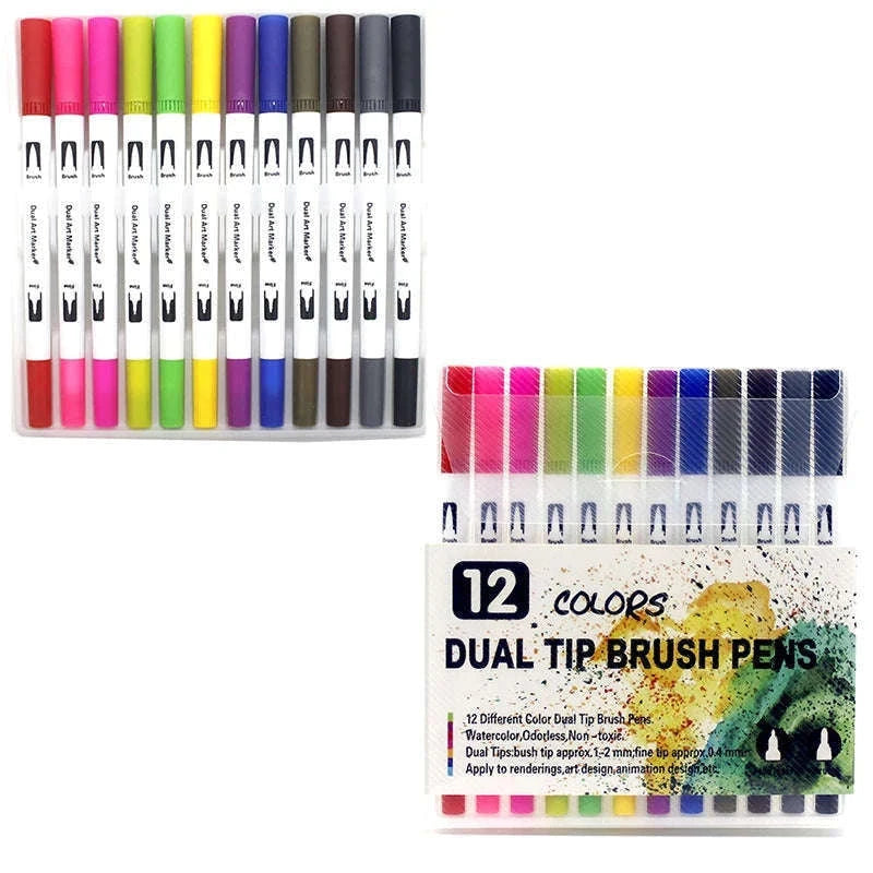 Watercolor Art Markers Brush Pen Dual Tip Set, 100 Colors-W-36 colors / CHINA