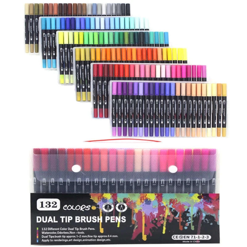 Watercolor Art Markers Brush Pen Dual Tip Set – 100 Colors-W-36 colors / CHINA