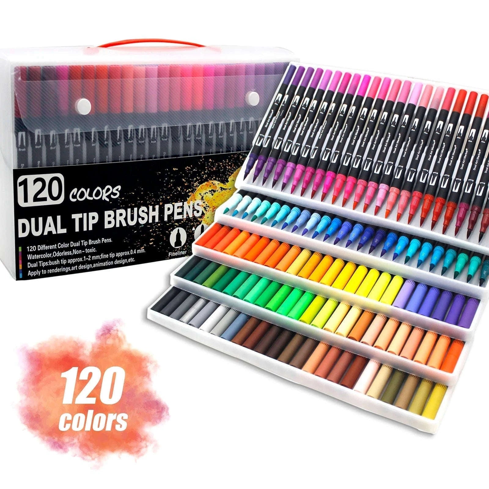 Watercolor Art Markers Brush Pen Dual Tip Set, 100 Colors-W-36 colors / CHINA
