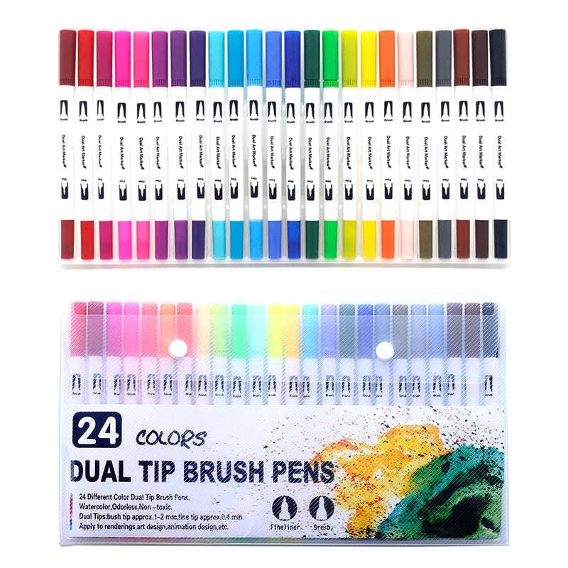 Watercolor Art Markers Brush Pen Dual Tip Set – 100 Colors-W-36 colors / CHINA
