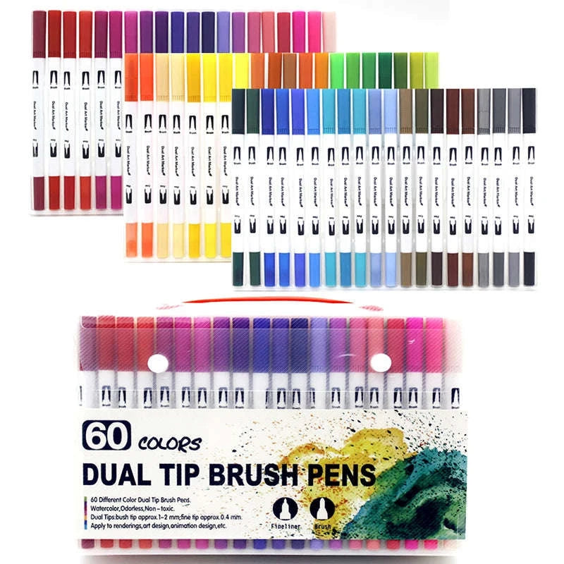 Watercolor Art Markers Brush Pen Dual Tip Set – 100 Colors-W-36 colors / CHINA