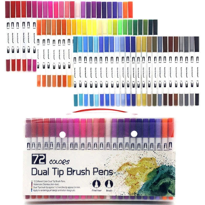 Watercolor Art Markers Brush Pen Dual Tip Set, 100 Colors-W-36 colors / CHINA