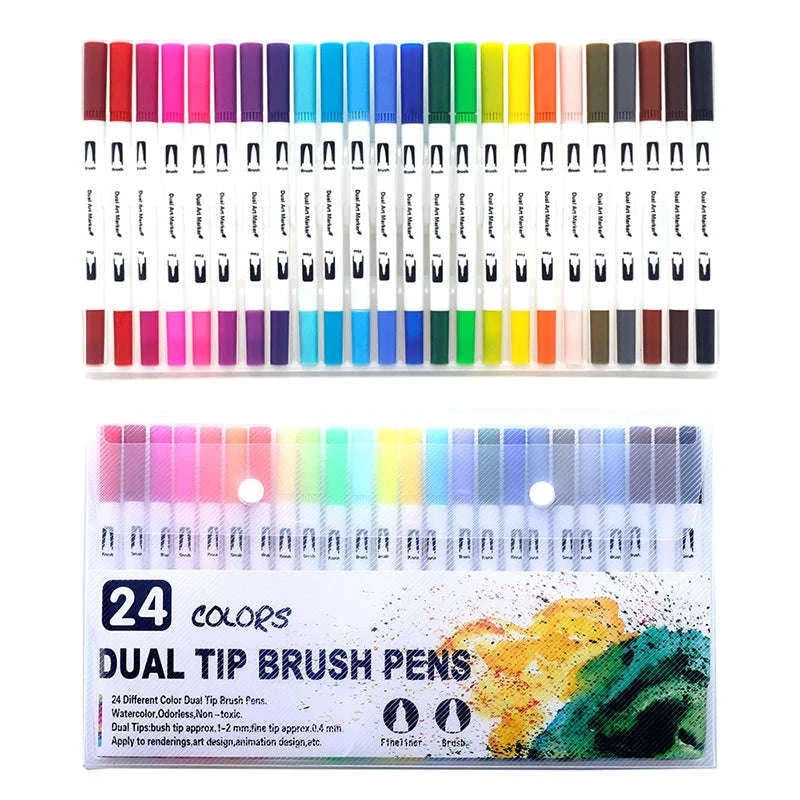 Watercolor Art Markers Brush Pen Dual Tip Set, 100 Colors-W-36 colors / CHINA