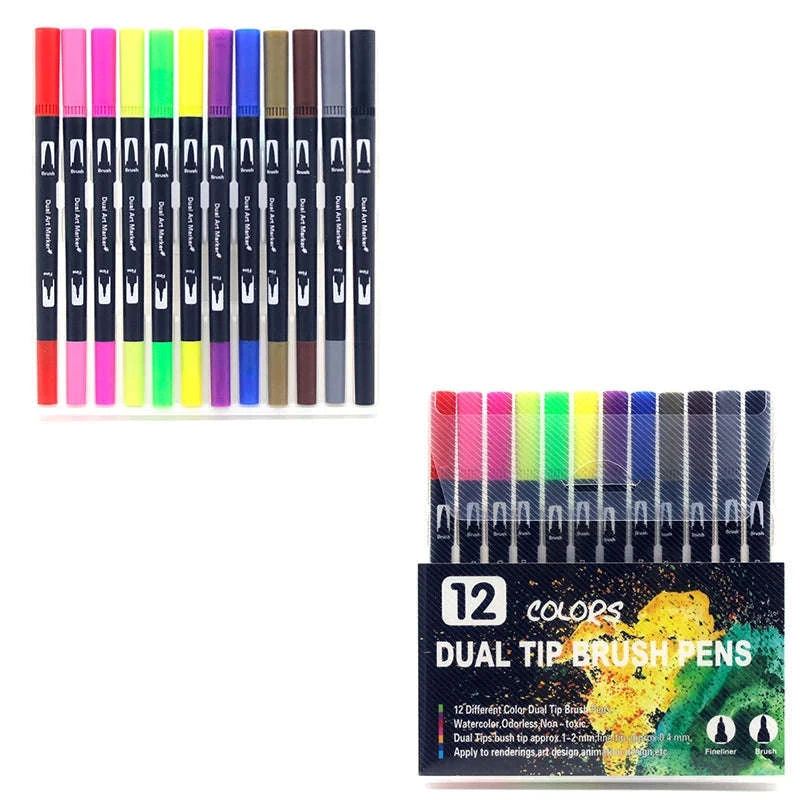 Watercolor Art Markers Brush Pen Dual Tip Set – 100 Colors-W-36 colors / CHINA