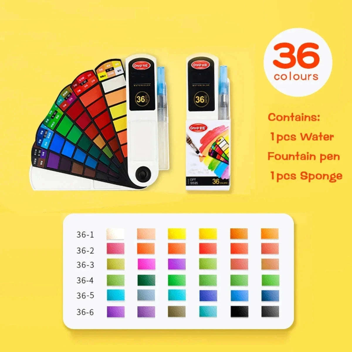 Watercolor Paint Set with Water Brush Pens-GPT10403-24 Colors