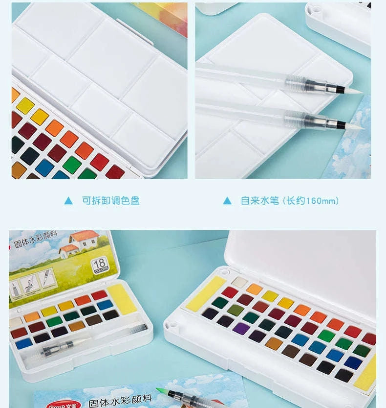 Watercolor Paint Set with Water Brush Pens-GPT10502-18 Colors