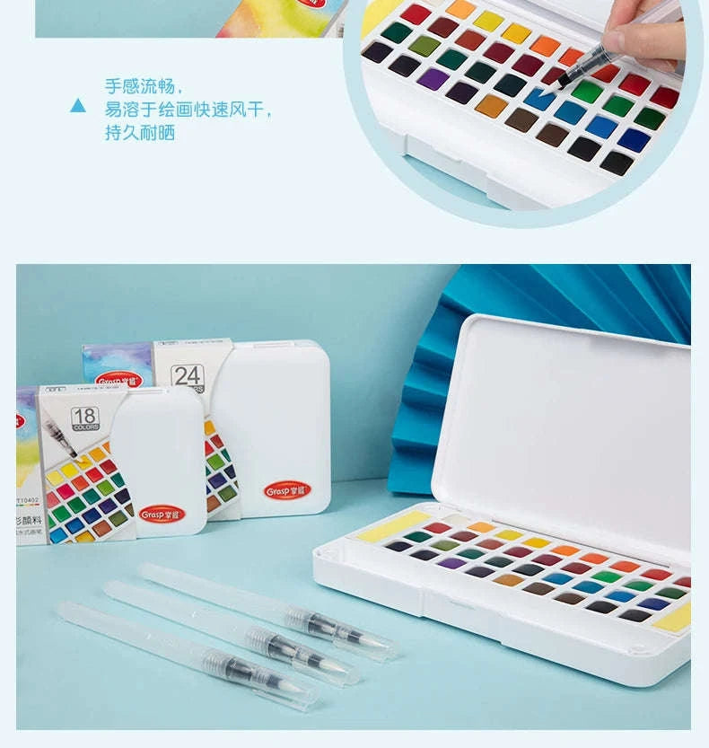 Watercolor Paint Set with Water Brush Pens-GPT10502-18 Colors