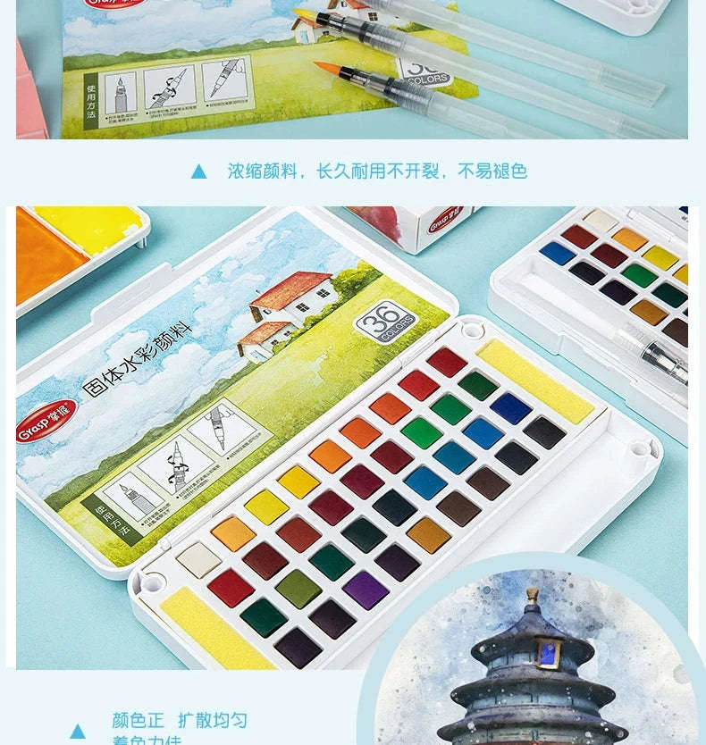 Watercolor Paint Set with Water Brush Pens-GPT10502-18 Colors