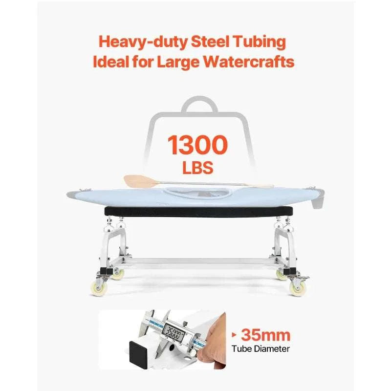Watercraft Dolly Cart with Adjustable Bunks & Locking Wheels-1000 Lbs