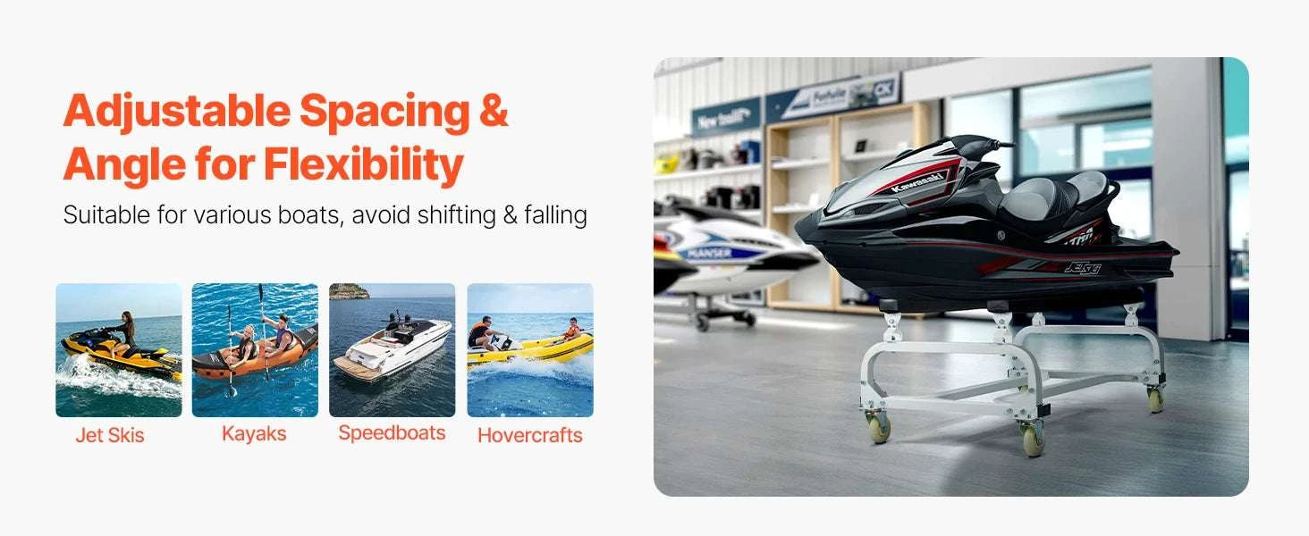 Watercraft Dolly Cart with Adjustable Bunks & Locking Wheels-1000 Lbs