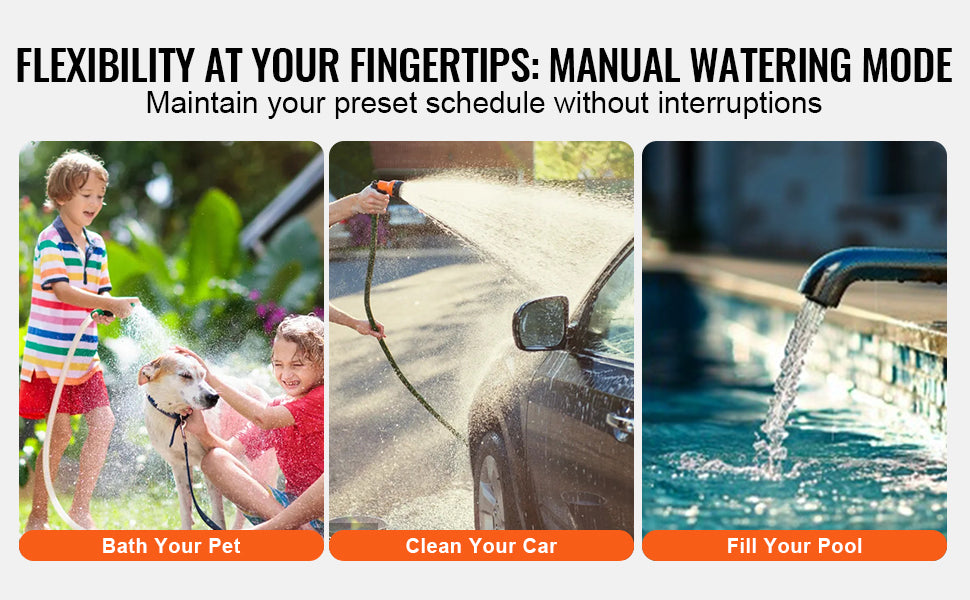 3-Zone Hose Water Timer with LCD, Rain Delay & Manual Mode