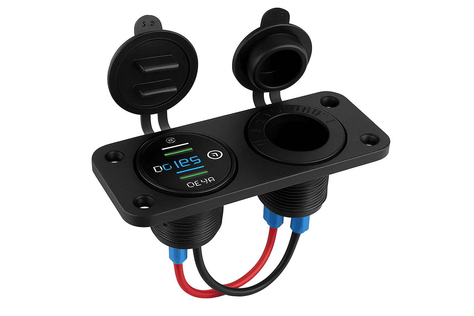Waterproof 12V/24V Dual USB Car Socket with LED Voltmeter Touch Switch-NO wire A
