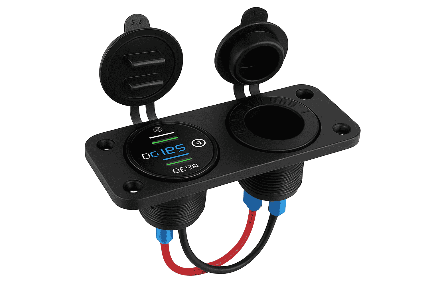 Waterproof 12V/24V Dual USB Car Socket with LED Voltmeter Touch Switch-NO wire A